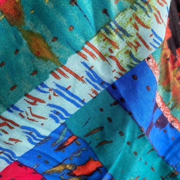 Zanzea Mixed Media Corduroy Top Ethnic Print Buttoned Women’s XXL Green Spl… - Picture 6 of 14